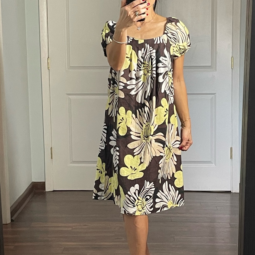 Chelsea & Theodore 100% Linen Floral Cap Sleeves Dress size 8 - Picture 3 of 11